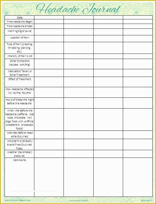 Headache Diary Template Free Of Migraine Headache Natural and Student Centered Resources