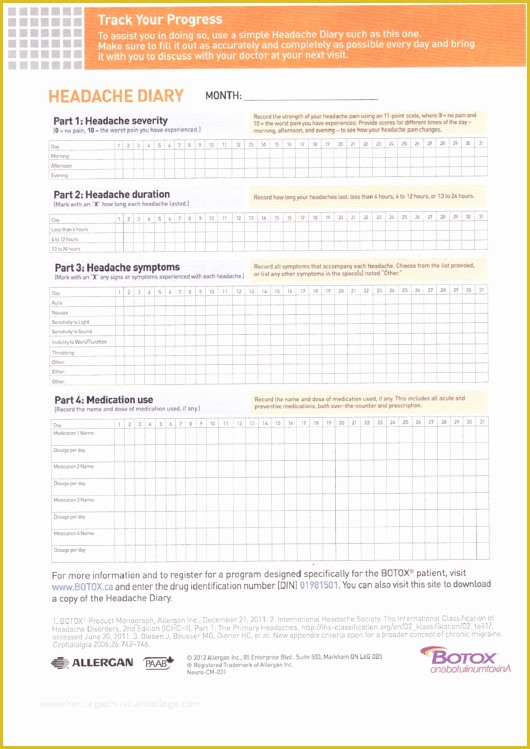 Headache Diary Template Free Of top Migraine Log Free to In Pdf format
