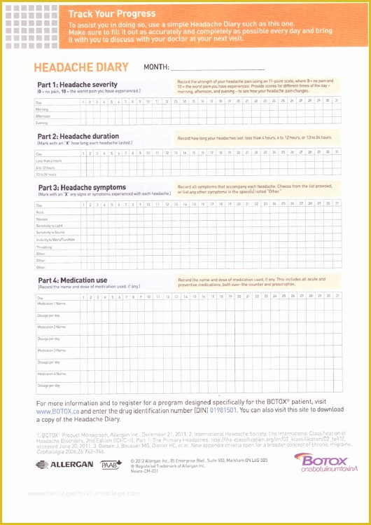Headache Diary Template Free Of top Migraine Log Free to In Pdf format