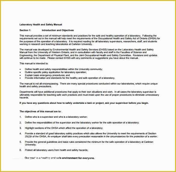 Health and Safety Manual Template Free Of 10 Best Safety Manual Templates to Download