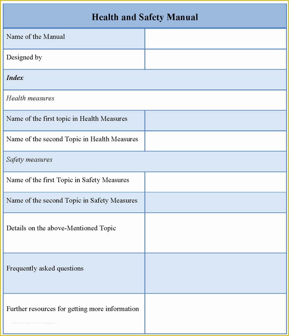 Health and Safety Manual Template Free Of Health & Safety Manual Template Of Health & Safety Manual