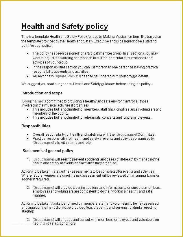 Health And Safety Manual Template Free Of Health And Safety Manual 