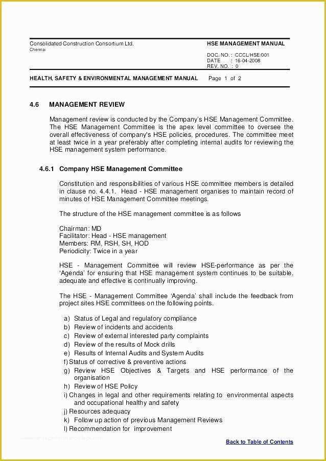 Health and Safety Manual Template Free Of Health and Safety Manual Template – Miyamufo