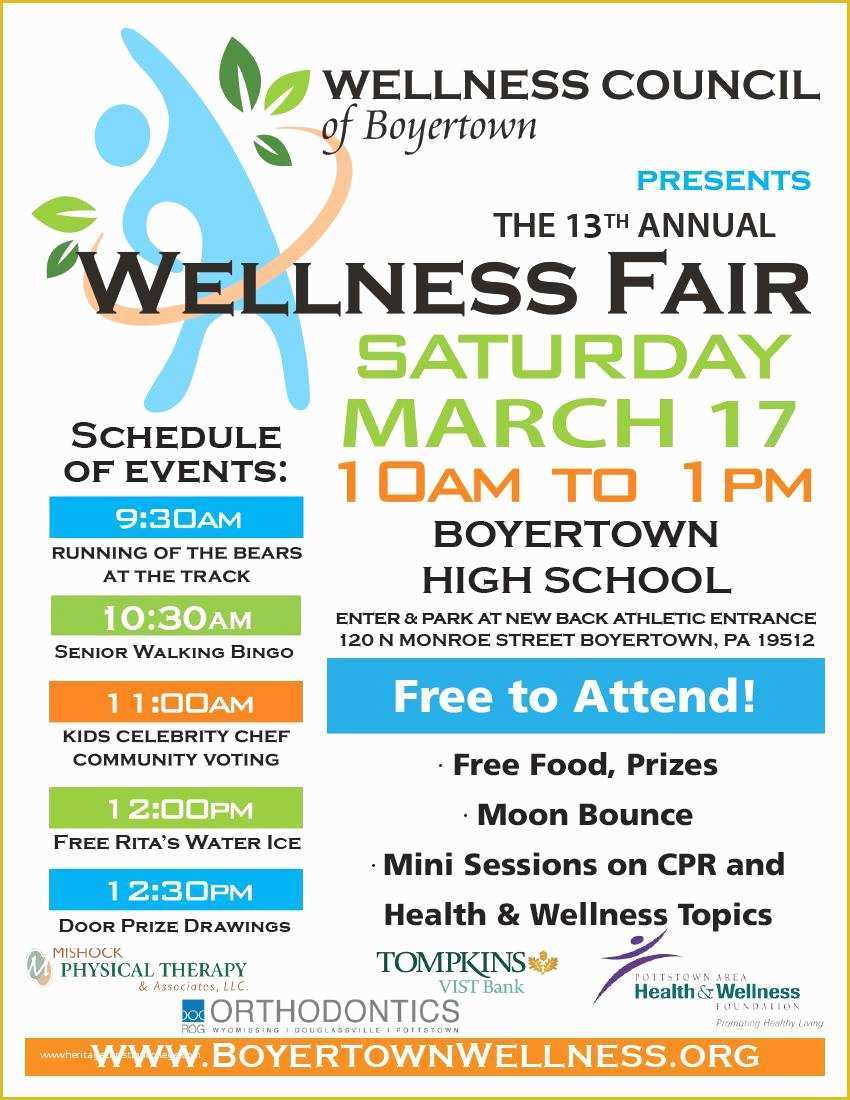 Health Fair Flyer Template Free Of Wellness Fair Boyertown Pa