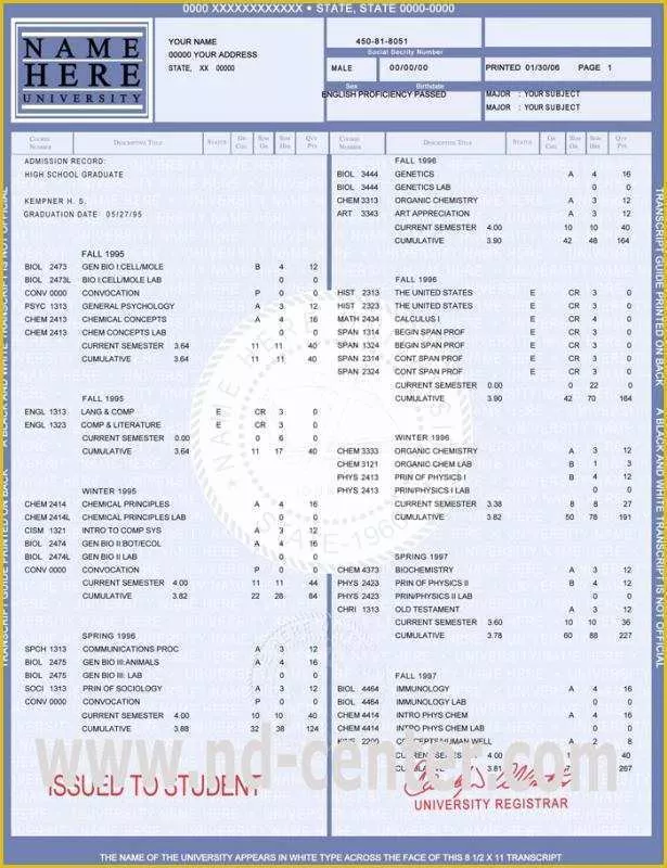 High School Transcript Template Free Of Free High School Transcript Template Pdf