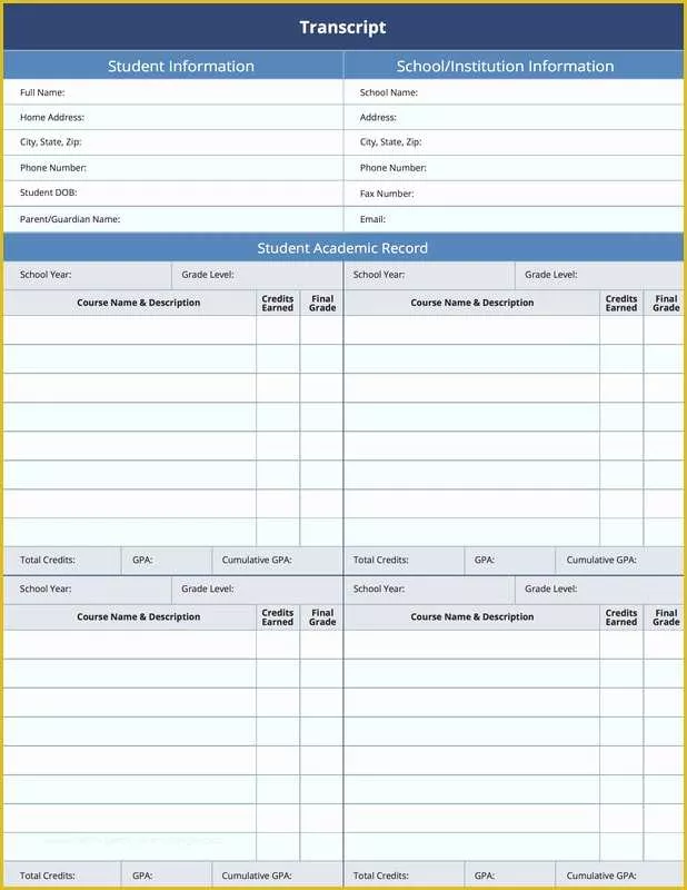 31 High School Transcript Template Free