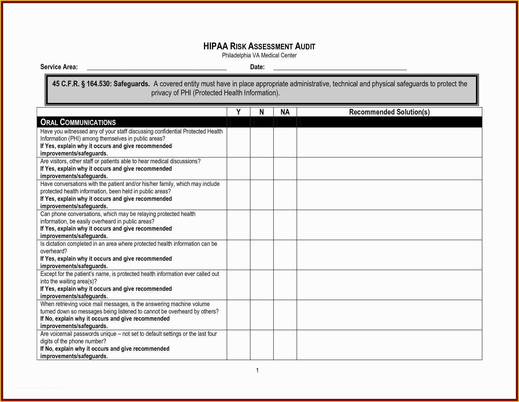 Hipaa Security Risk assessment Template Free Of Hipaa form Template Erieairfair