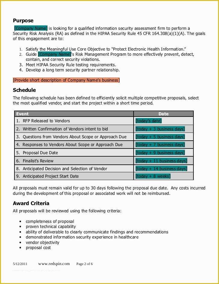 Hipaa Security Risk assessment Template Free Of Redspin Hipaa Security Risk Analysis Rfp Template