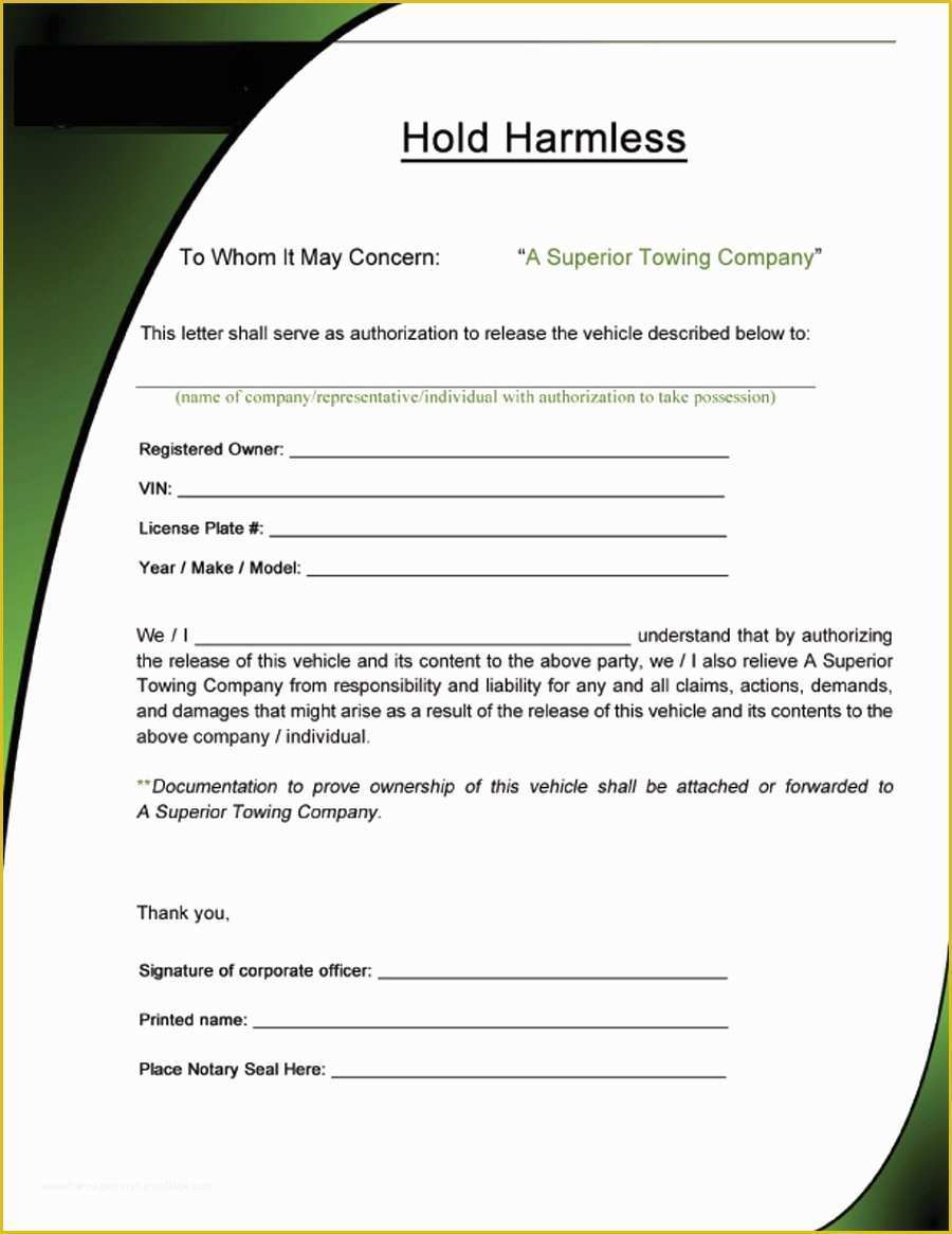 Hold Harmless Agreement Template Free Download Of 40 Hold Harmless Agreement Templates Free Template Lab