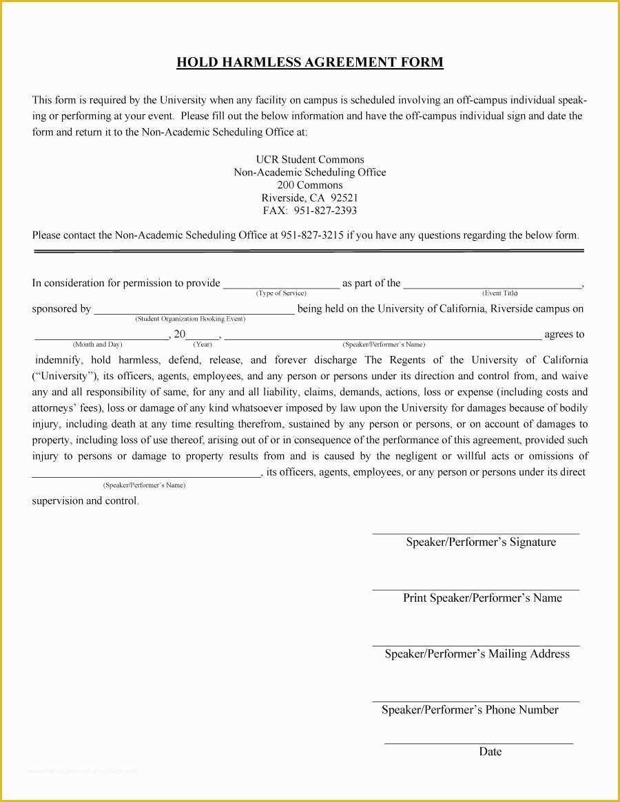 Hold Harmless Agreement Template Free Download Of 40 Hold Harmless Agreement Templates Free Template Lab