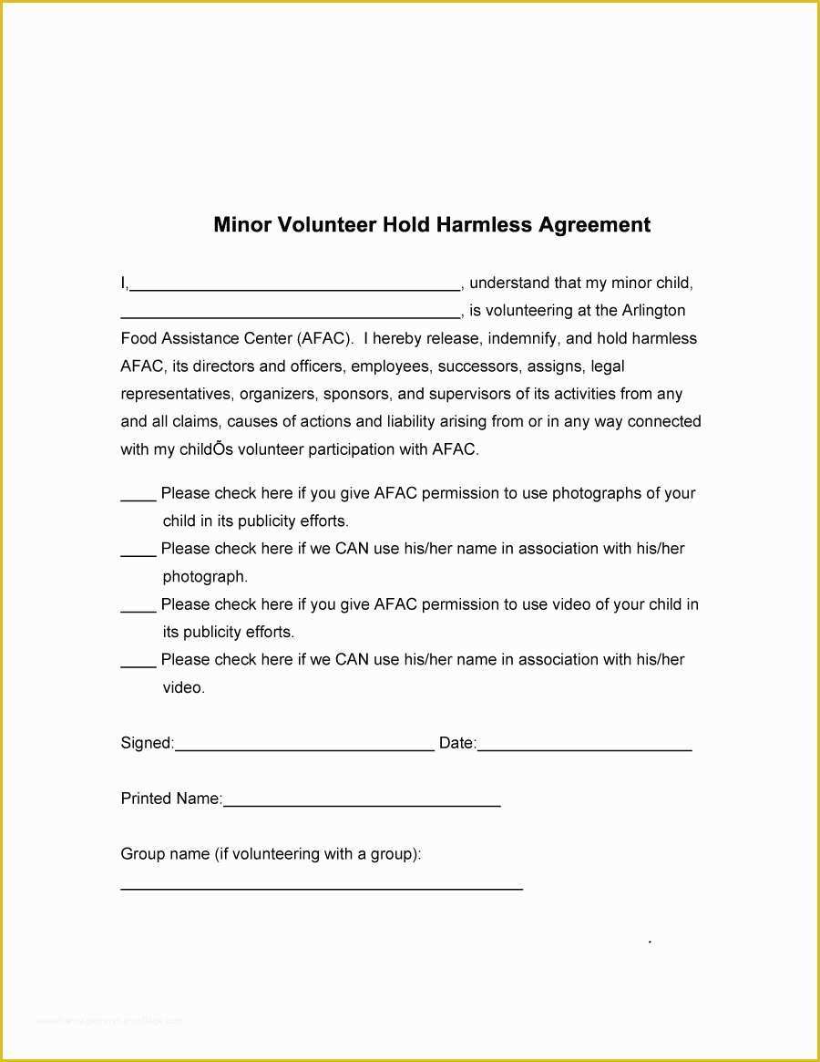 Hold Harmless Agreement Template Free Download Of 41 Free Hold Harmless Agreement Templates Free Free