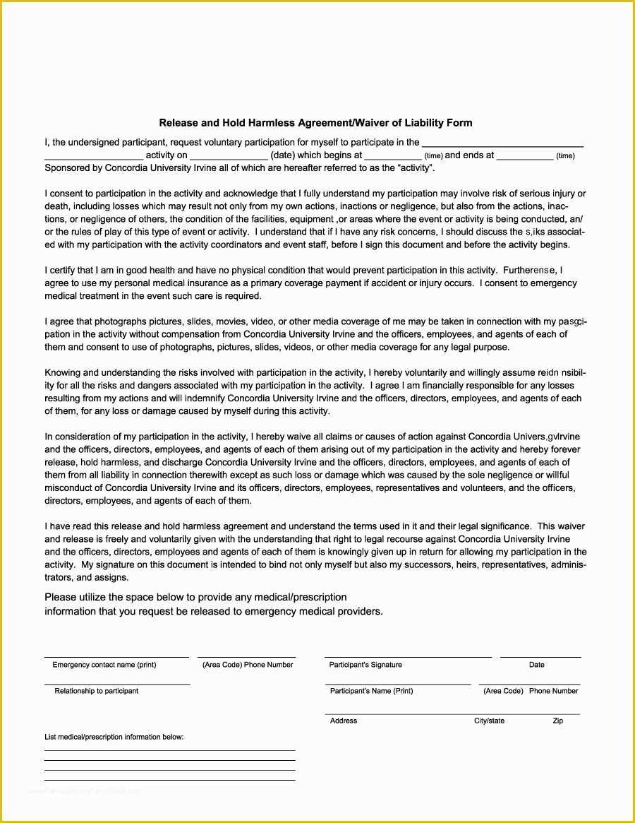 Hold Harmless Agreement Template Free Download Of 41 Free Hold Harmless Agreement Templates Free Free