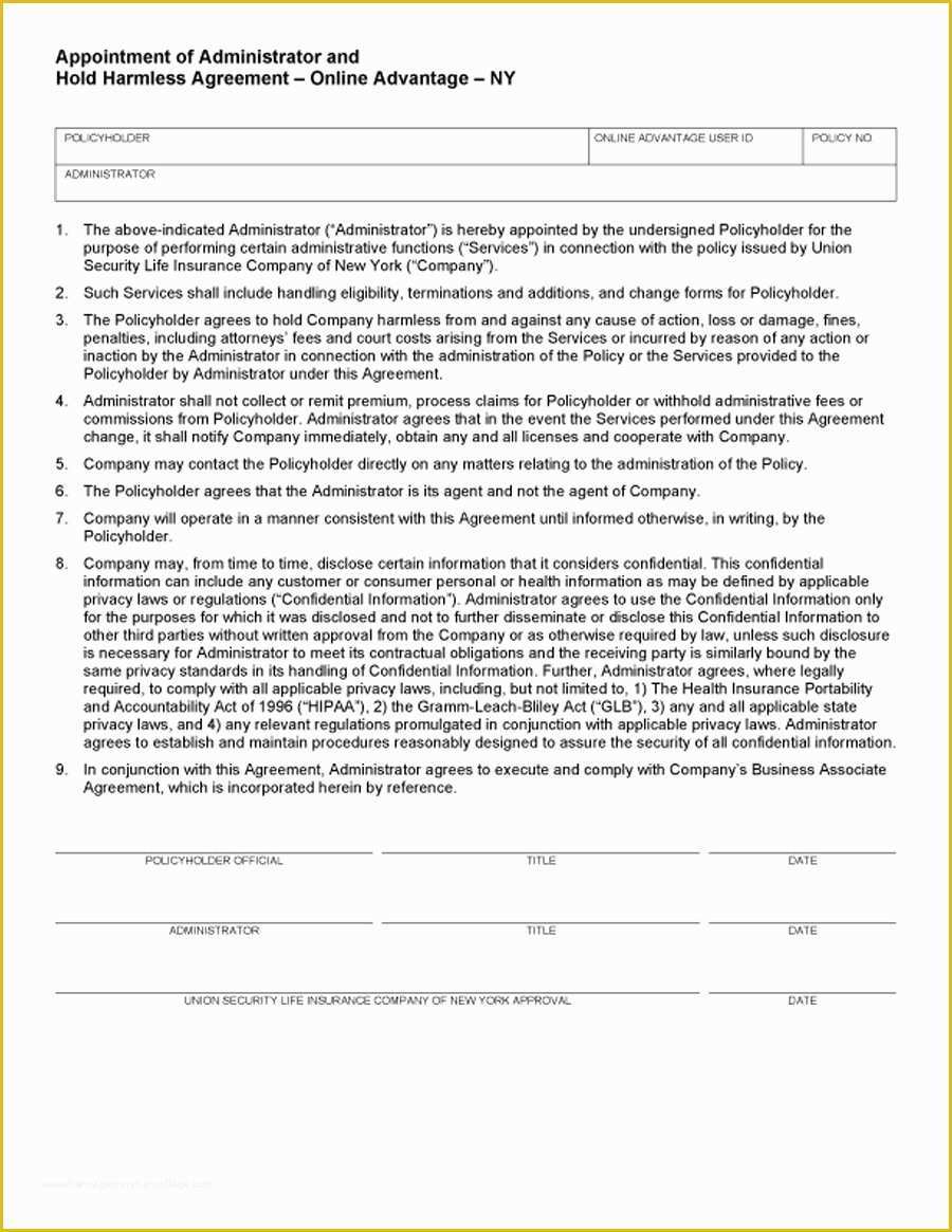 Hold Harmless Agreement Template Free Download Of 41 Free Hold Harmless Agreement Templates Free Free