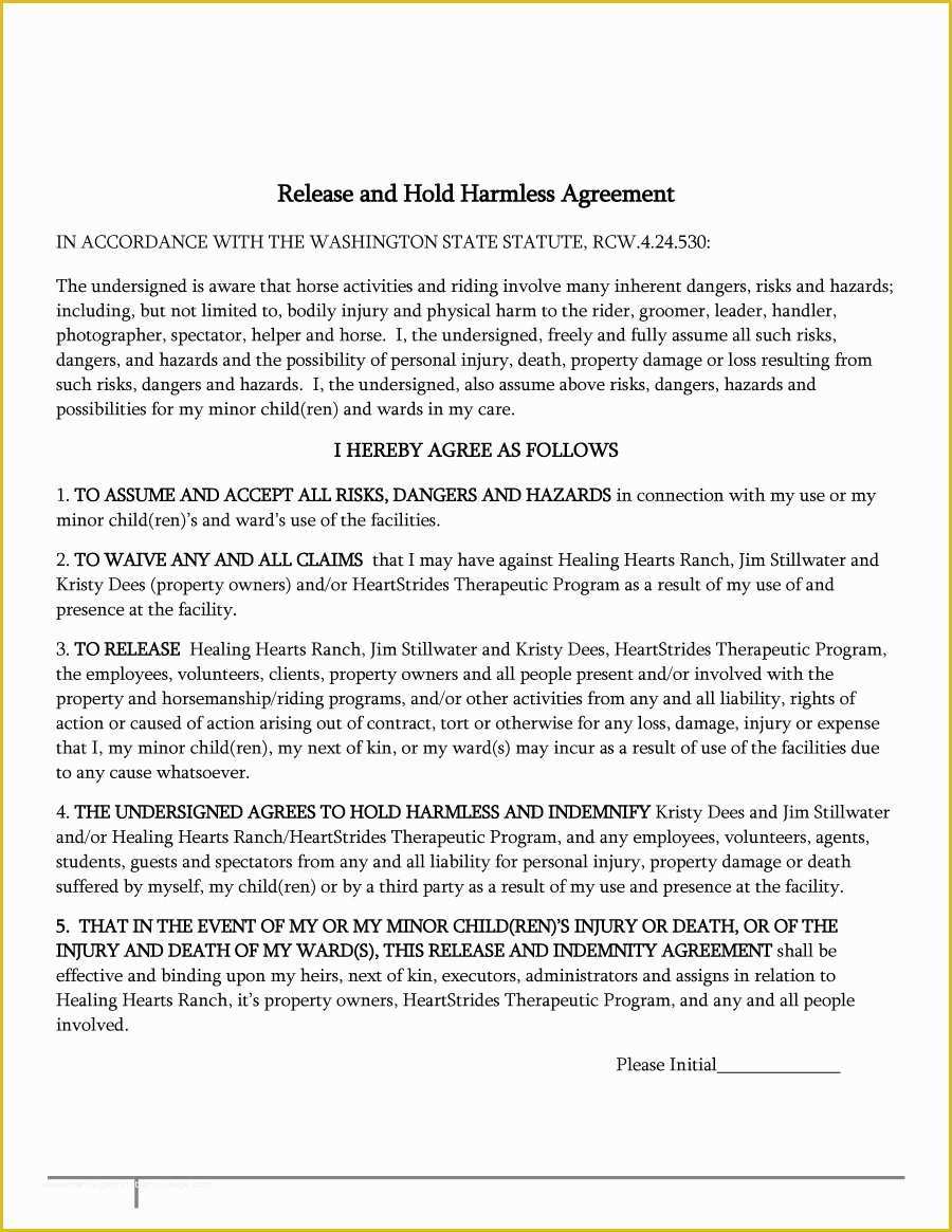 Hold Harmless Agreement Template Free Download Of 41 Free Hold Harmless Agreement Templates Free Free