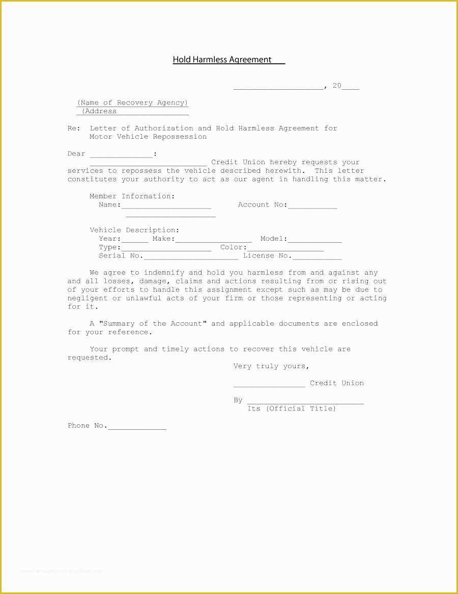 Hold Harmless Agreement Template Free Download Of 41 Free Hold Harmless Agreement Templates Free Free