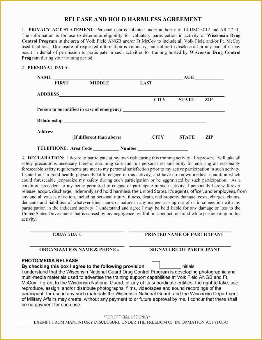 Hold Harmless Agreement Template Free Download Of 41 Free Hold Harmless Agreement Templates Free Free