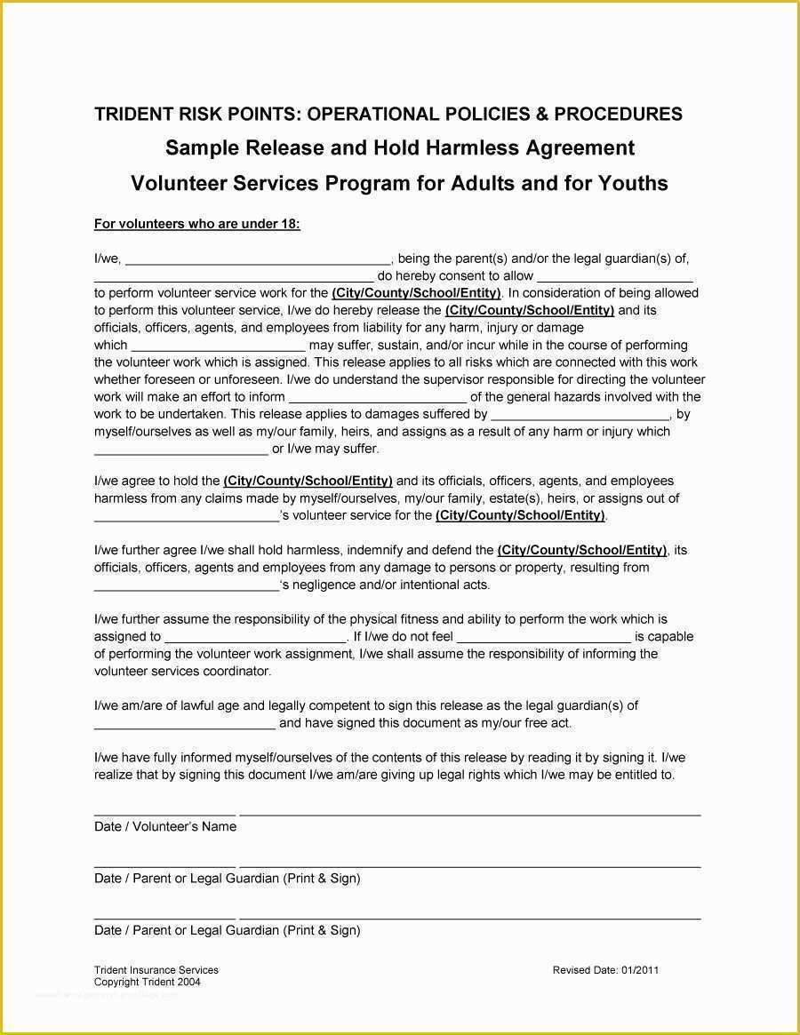 Hold Harmless Agreement Template Free Download Of 41 Free Hold Harmless Agreement Templates Free Free