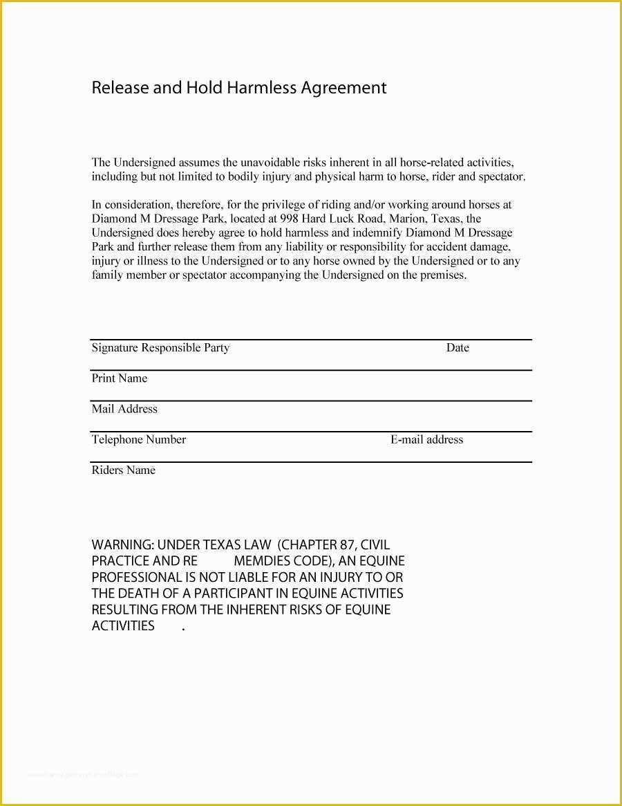 Hold Harmless Agreement Template Free Download Of 41 Free Hold Harmless Agreement Templates Free Free