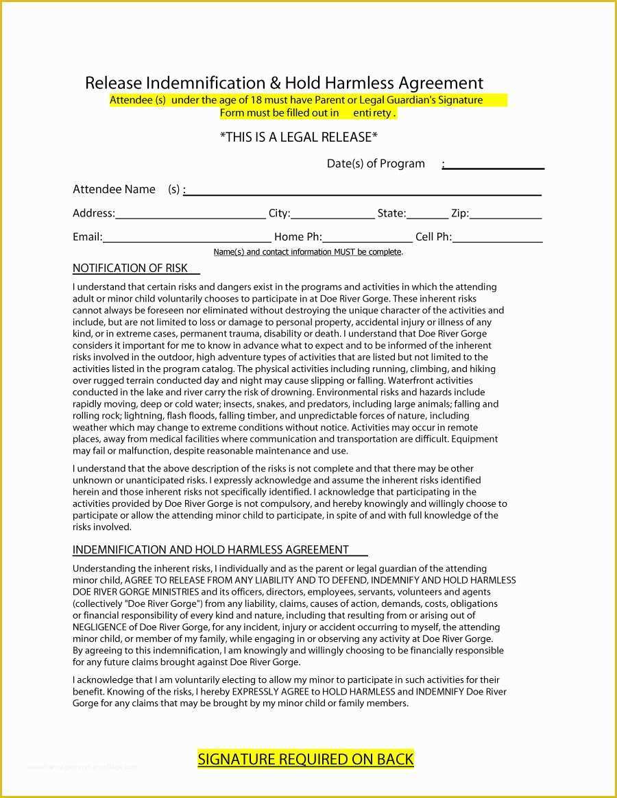 Hold Harmless Agreement Template Free Download Of 41 Free Hold Harmless Agreement Templates Free Free