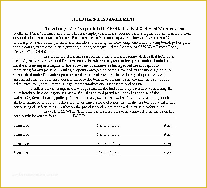 Hold Harmless Agreement Template Free Download Of 43 Free Hold Harmless Agreement Templates Ms Word and Pdfs