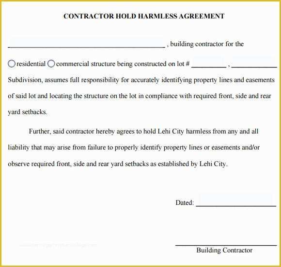 Hold Harmless Agreement Template Free Download Of 9 Sample Hold Harmless Agreements