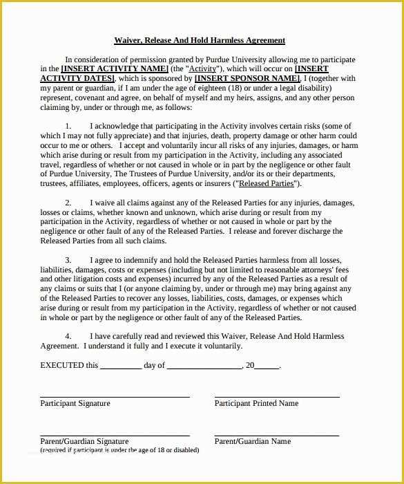 Hold Harmless Agreement Template Free Download Of Hold Harmless Agreement 11 Download Documents In Pdf
