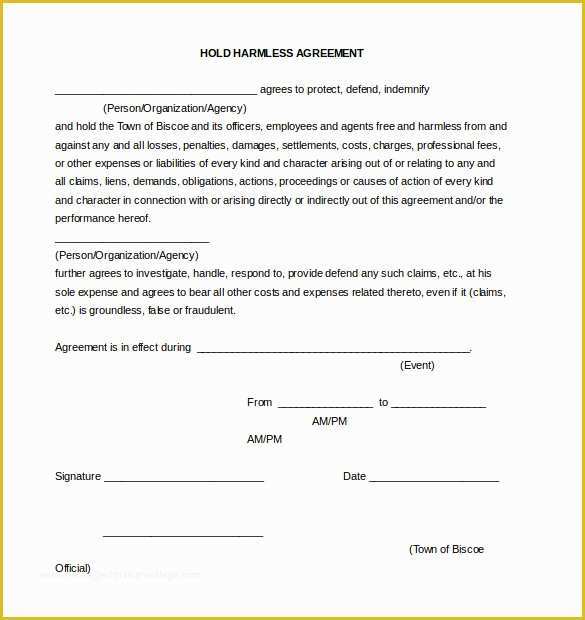 Hold Harmless Agreement Template Free Download Of Hold Harmless Agreement Template – 15 Free Word Pdf