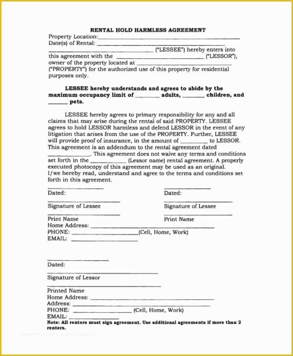 Hold Harmless Agreement Template Free Download Of Hold Harmless Agreement Template Free Download