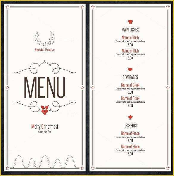 Holiday Menu Template Free Download Of 13 Christmas Menu Templates Free Download
