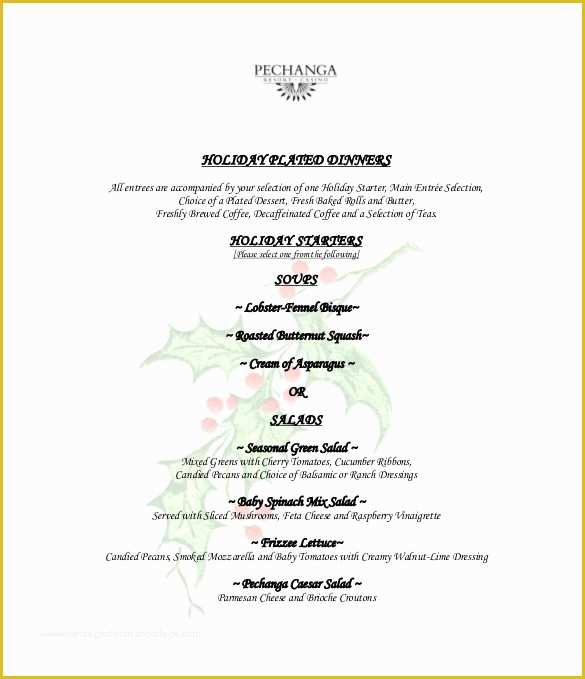 Holiday Menu Template Free Download Of 19 Holiday Menu Templates Ai Psd Google Docs Apple