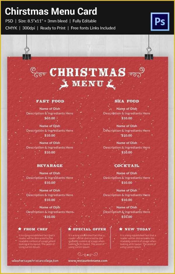 Holiday Menu Template Free Download Of 35 Christmas Menu Template Free Sample Example format