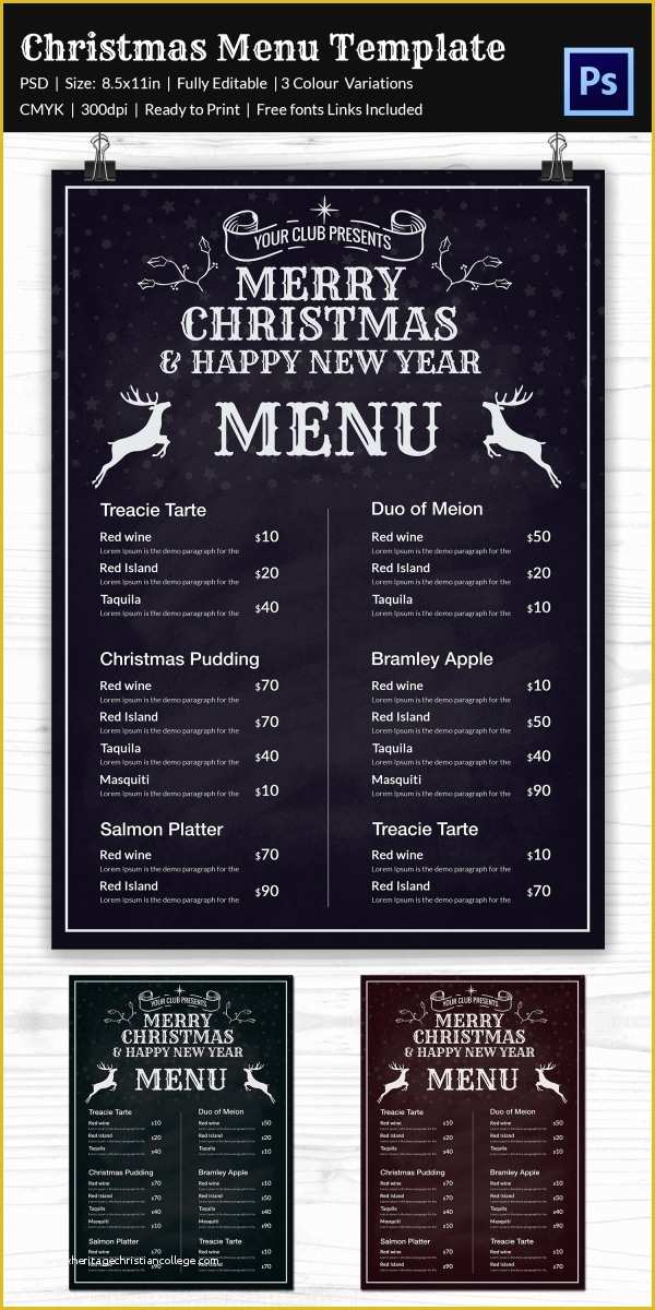 Holiday Menu Template Free Download Of 35 Christmas Menu Template Free Sample Example format