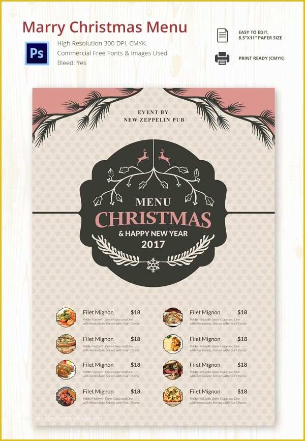 Holiday Menu Template Free Download Of 35 Christmas Menu Template Free Sample Example format