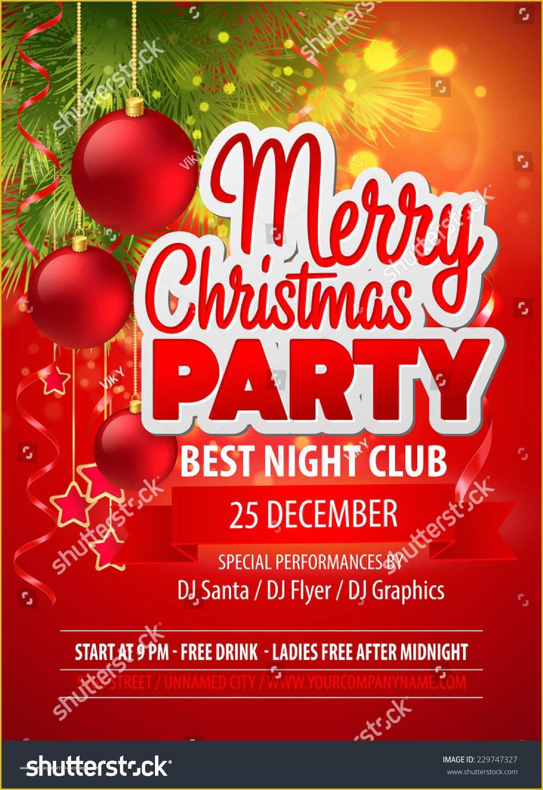 Holiday Party Flyer Template Free Of Christmas Party Flyer Vector Template Stock Vector