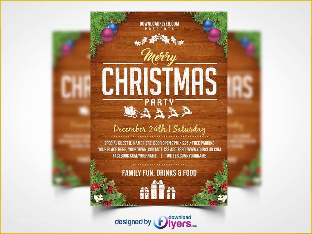 Holiday Party Flyer Template Free Of Free Christmas Party Flyer Template Psd