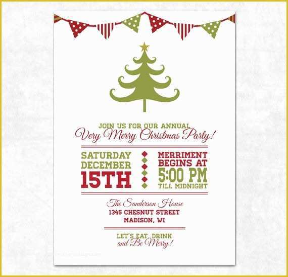Holiday Party Templates Free Of Printable Christmas Invitation Holiday Bunting and