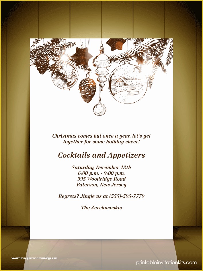 Holiday Party Templates Free Of Vintage Style Christmas Party Invitation Card ← Wedding