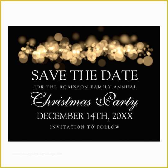 Holiday Save the Date Free Templates Of Christmas Party Save the Date Gold Bokeh Lights Postcard