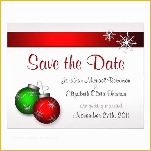 Holiday Save the Date Templates Free Of Christmas ornaments Wedding Save the Date 4 25x5 5 Paper