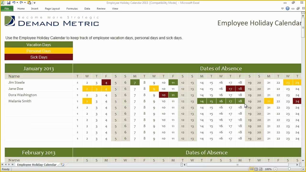 Holiday Schedule Template Free Of Employee Holiday Calendar Template 2013