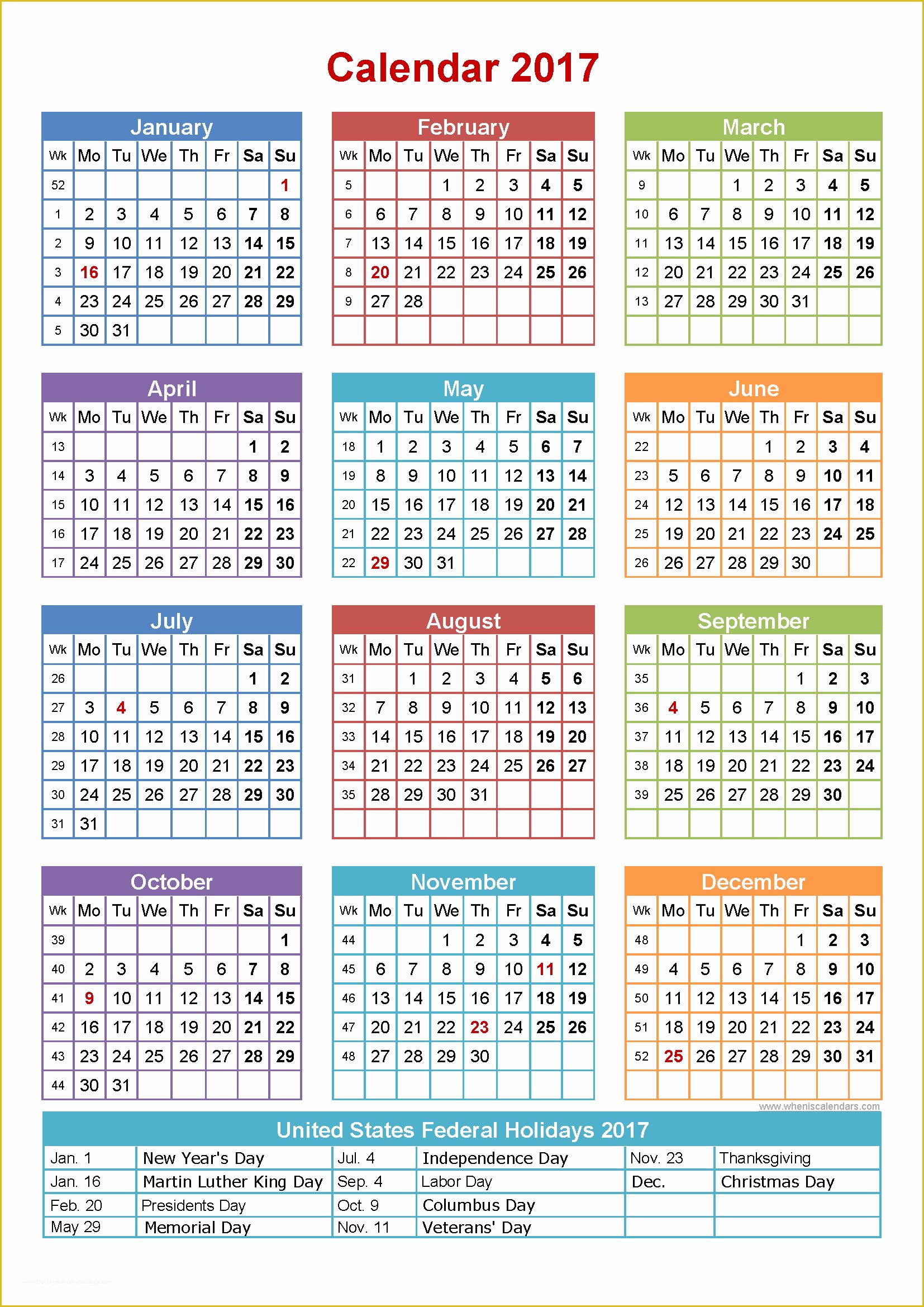 Holiday Schedule Template Free Of Free 2017 Calendar with Holidays