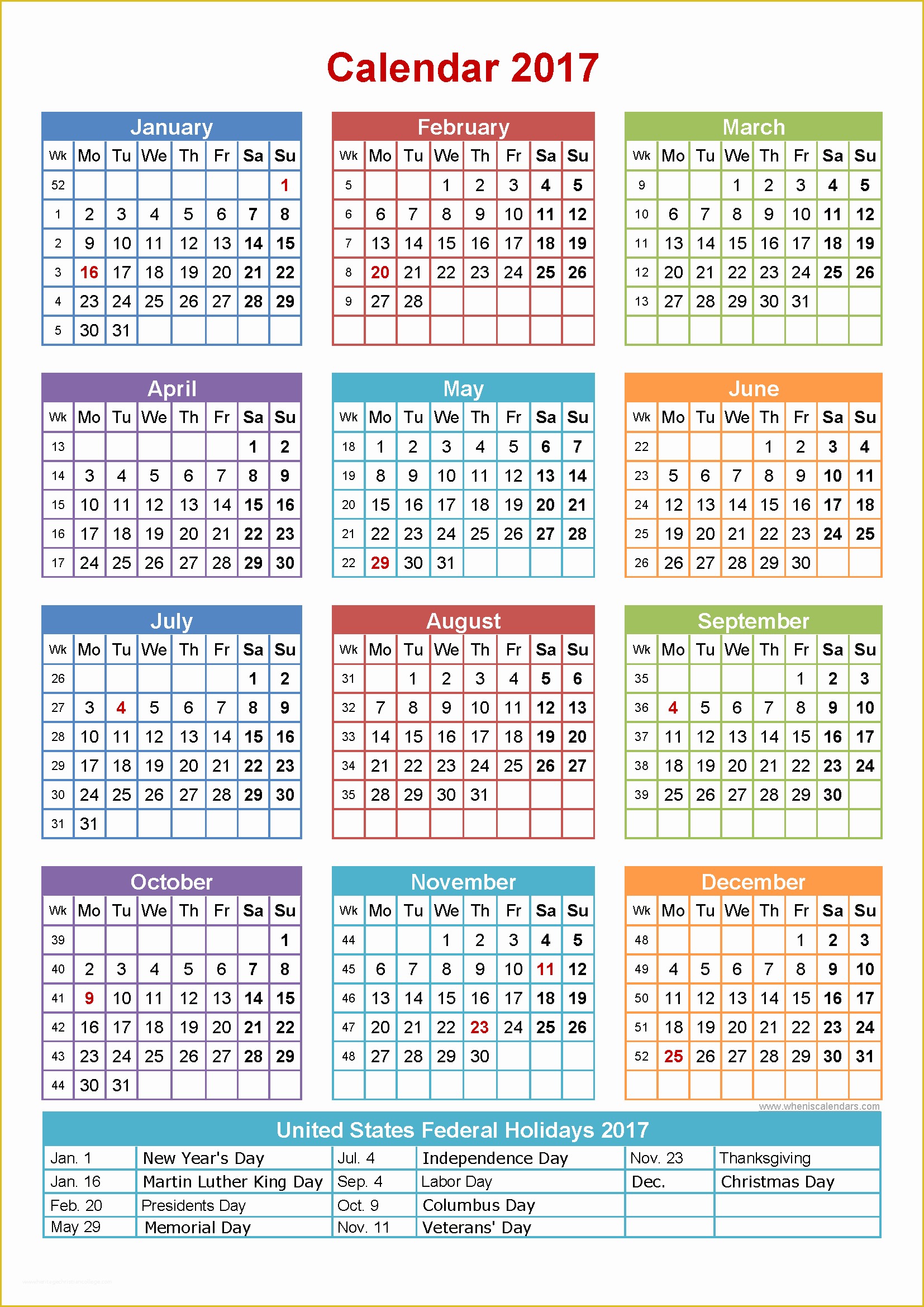 Holiday Schedule Template Free Of Free 2017 Calendar with Holidays
