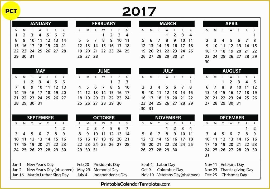 Holiday Schedule Template Free Of Free Printable Calendar 2017