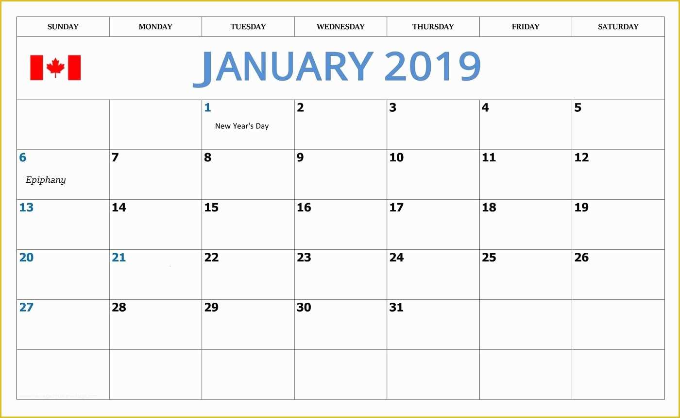 Holiday Schedule Template Free Of January 2019 Calendar with Canada Holidays