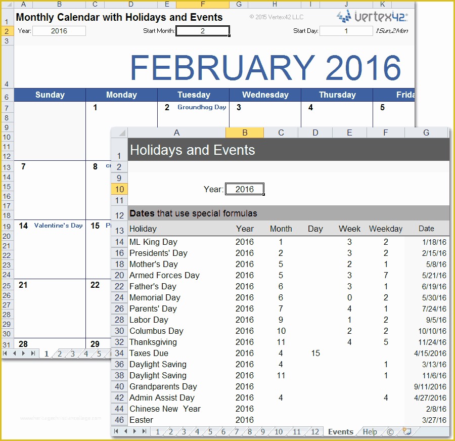 Holiday Schedule Template Free Of Monthly Calendar with Holidays for Excel
