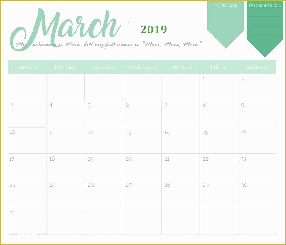 Holiday Schedule Template Free Of Unique March 2019 Calendar Template