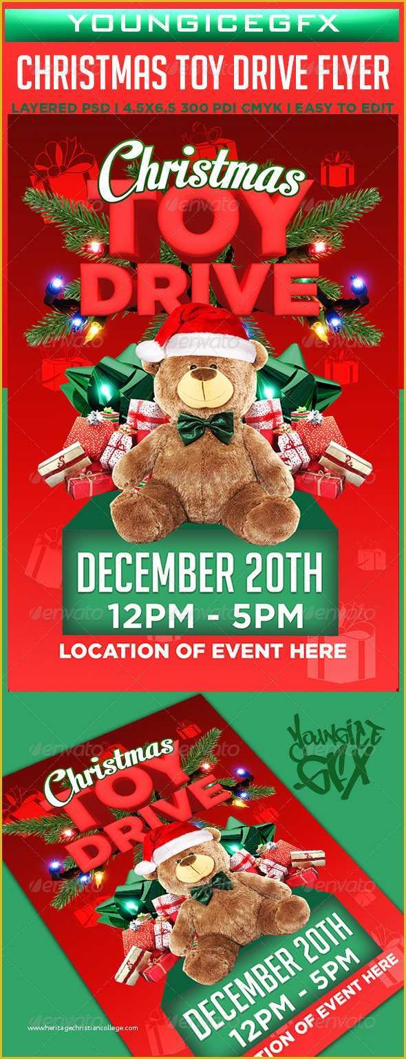 Holiday toy Drive Flyer Template Free Of Christmas toy Drive Flyer Template by Youngicegfx