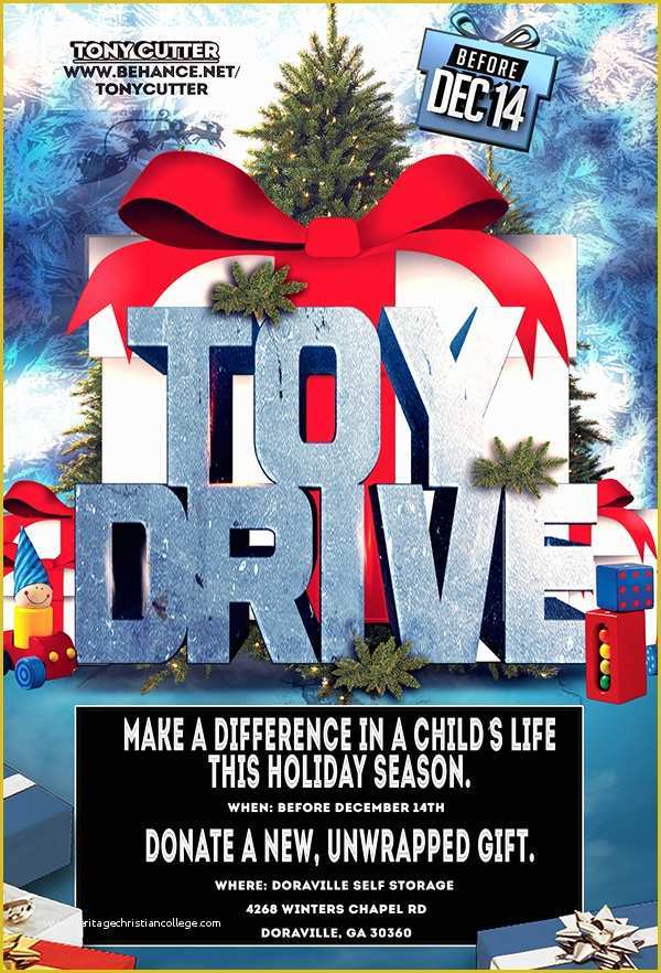 Holiday toy Drive Flyer Template Free Of toy Drive 3d Flyer On Behance