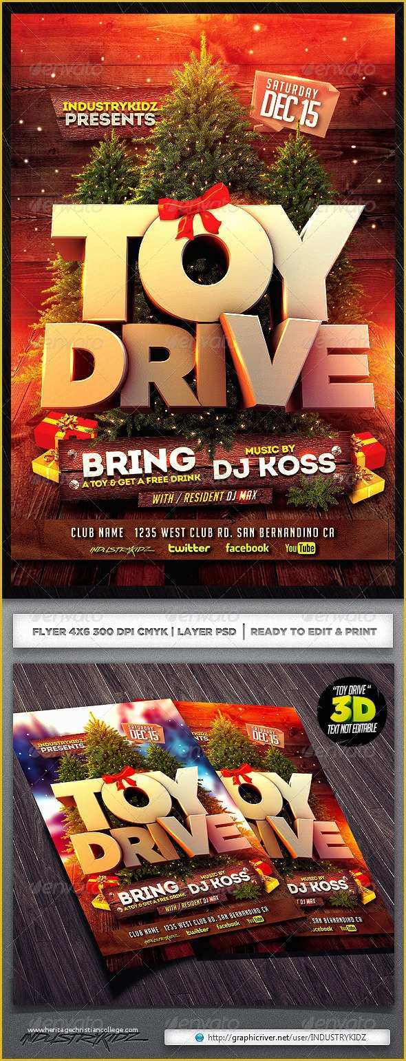 Holiday toy Drive Flyer Template Free Of toy Drive Flyer Template by Industrykidz