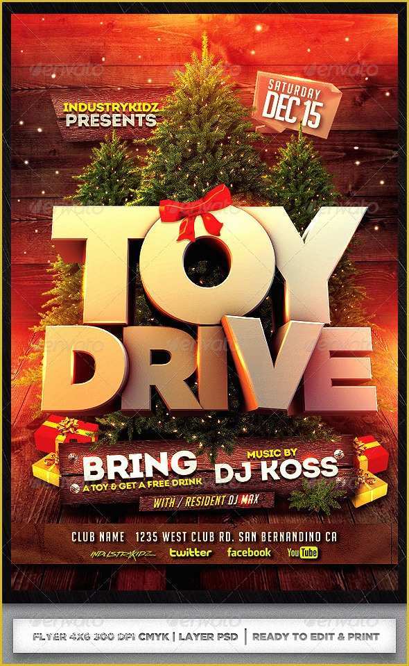 Holiday toy Drive Flyer Template Free Of toy Drive Xmas Flyer Template Psd by Audioneptune On